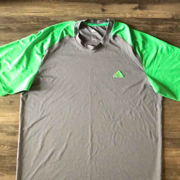 Adidas Climalite Gray Green Shirt size L - Picture 2 of 6